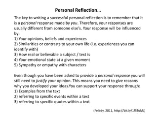 Personal reflection writing | PPTX