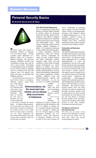 Personal Security Basics - AMCHAM Indonesia - The Executive Exchange Magazine