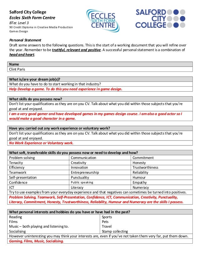 Best personal statements picture