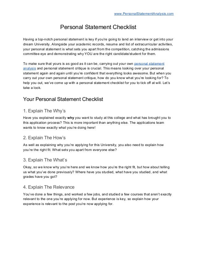 Medical school personal statement checklist image