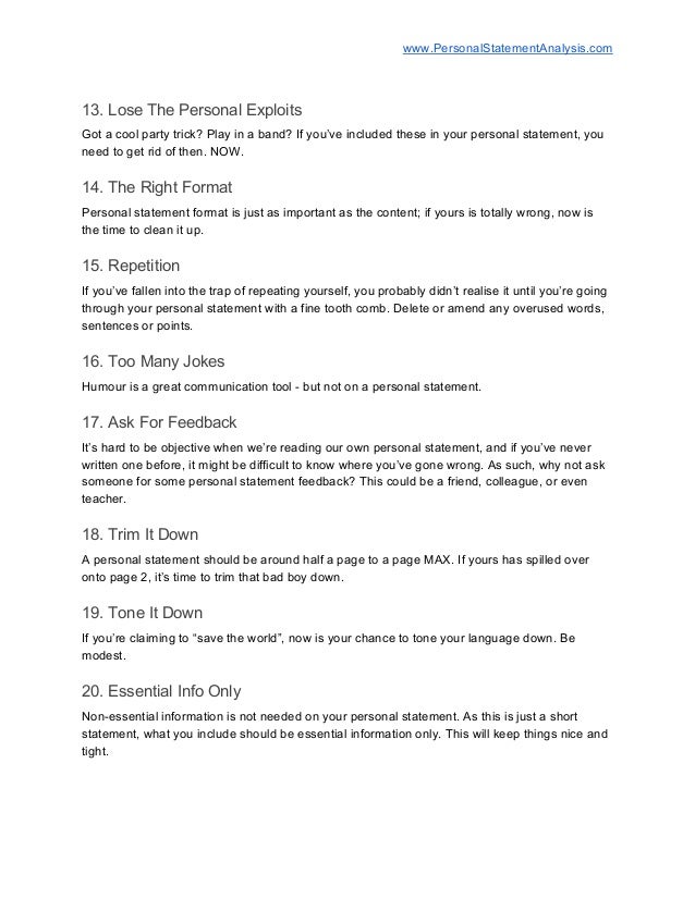 Personal statement template image