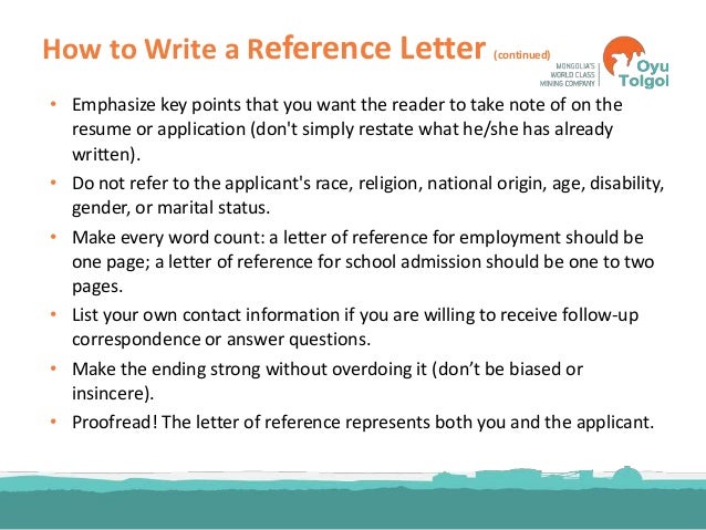 reference letter page