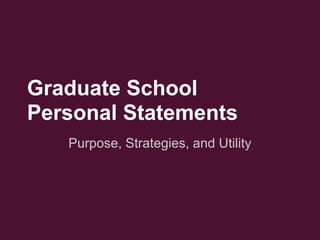 Strategies for Writing
Personal Statements
Authored By: Alexandria Lockett, Ph.D.
 