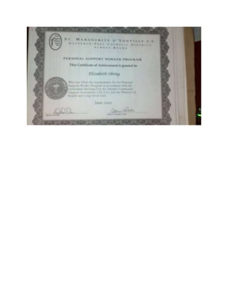 Personal support cert