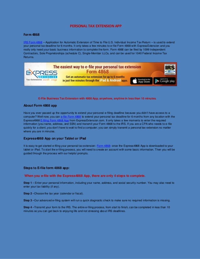 Personal tax extension app