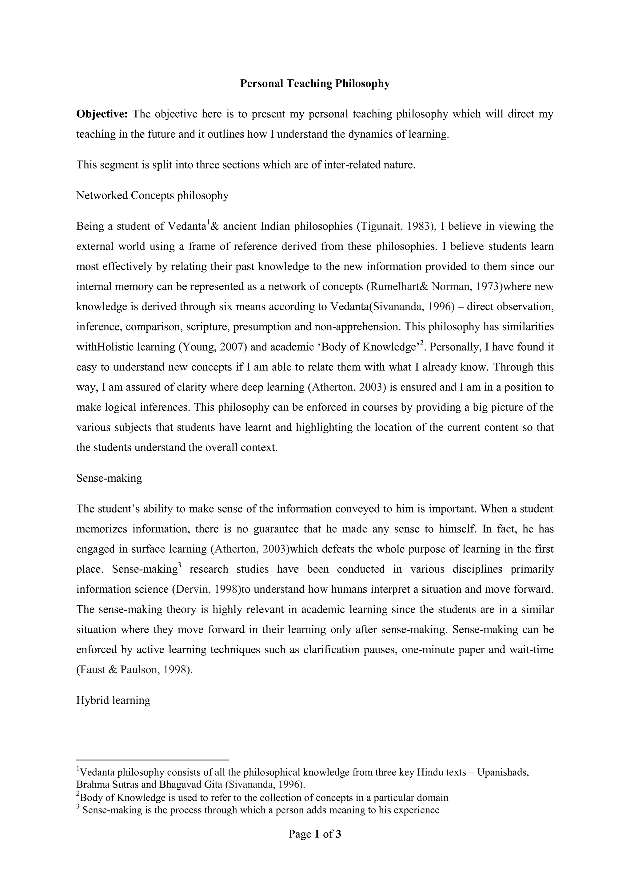 Personal Teaching Personal Teaching Philosophy | DOCX