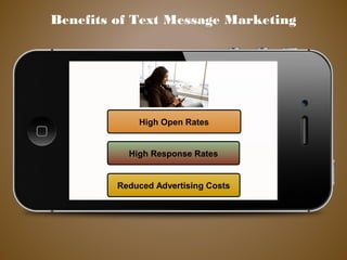High Open Rates
High Response Rates
Reduced Advertising Costs
Benefits of Text Message Marketing
 