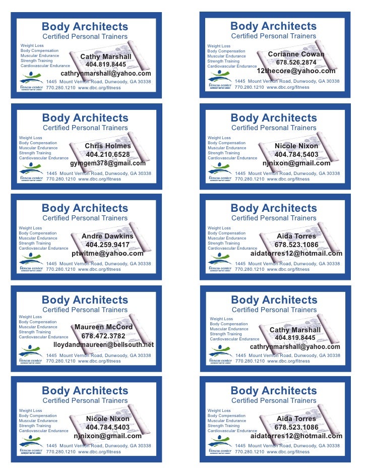 personal trainers business cards personal trainers business cards