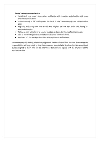 Personal Trainer staff handbook | DOCX