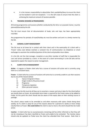 Personal Trainer staff handbook | DOCX