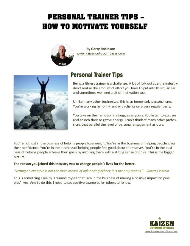 personal trainer tips how to motivate yourself