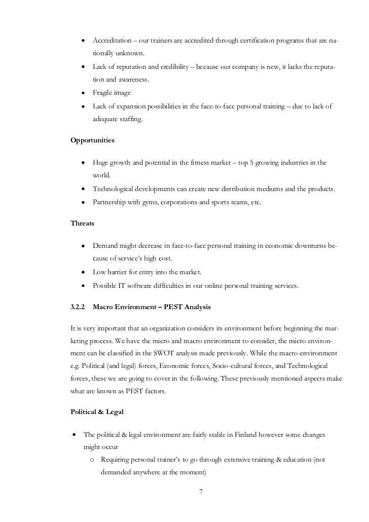 Personal Training Business Plan