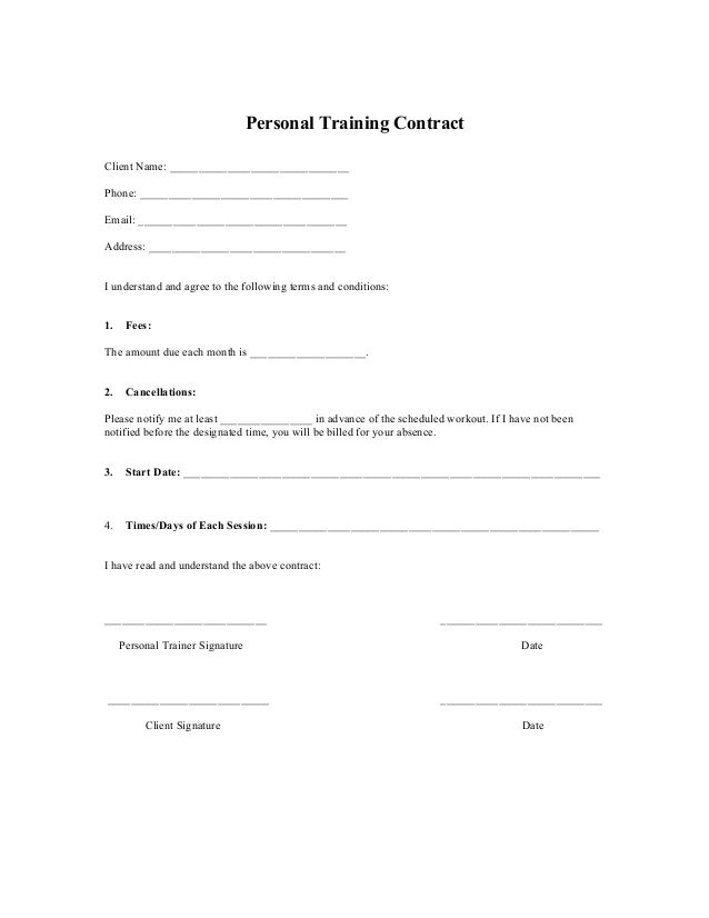 Weight Loss Agreement Template