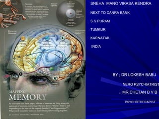 SNEHA MANO VIKASA KENDRA
NEXT TO CANRA BANK
S S PURAM
TUMKUR
KARNATAK
INDIA
BY ; DR LOKESH BABU
NERO PSYCHIATRIST
; MR.CHETAN B V B
PSYCHOTHERAPIST
 