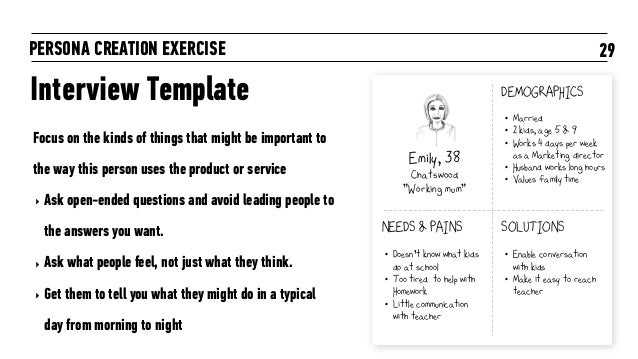 29PERSONA CREATION EXERCISE Interview Template
