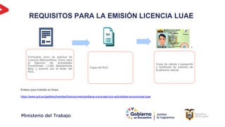 REQUISITOS PARA LA EMISIÓN LICENCIA LUAE
Formulario único de solicitud de
Licencia Metropolitana Única para
el Ejercicio d...