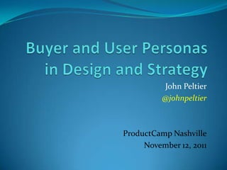 John Peltier
          @johnpeltier



ProductCamp Nashville
     November 12, 2011
 