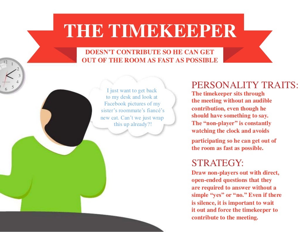 PERSONALITY TRAITSThe timekeeper sits throughthe