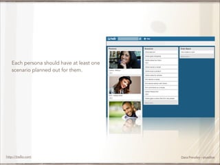 Each persona should have at least one
scenario planned out for them.

http://trello.com

Dara Pressley - @uxdiva

 