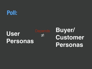 User
Personas
Poll:
≠
Buyer/
Customer
Personas
Depends
 