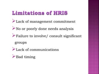 Lack of management commitment
No or poorly done needs analysis
Failure to involve/ consult significant
groups
Lack of communications
Bad timing
 