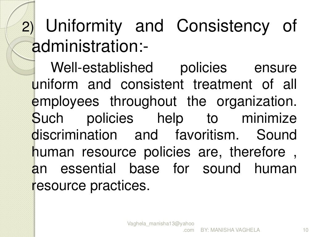 Personnel policies