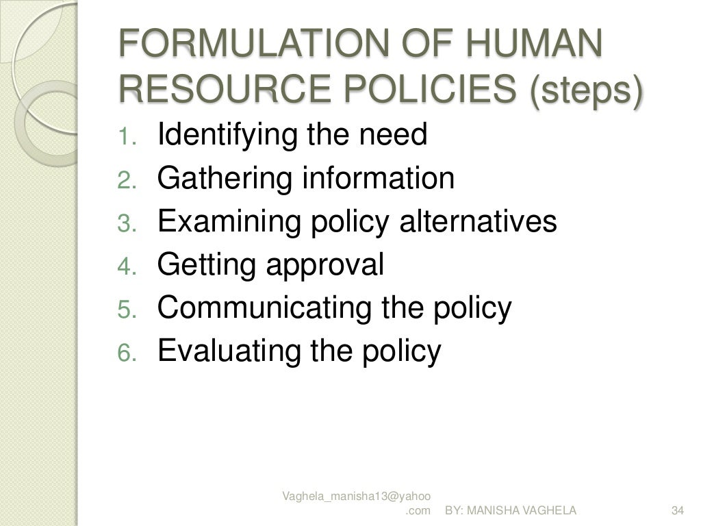 Personnel policies