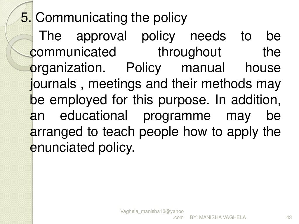Personnel policies