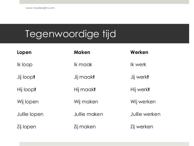 Persoonsvorm in de tegenwoordige tijd