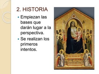 2. HISTORIA
 Empiezan las
bases que
darán lugar a la
perspectiva.
 Se realizan los
primeros
intentos.
 