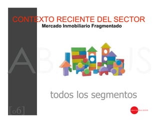 CONTEXTO RECIENTE DEL SECTOR
       Mercado Inmobiliario Fragmentado




          todos los segmentos
[06]
 