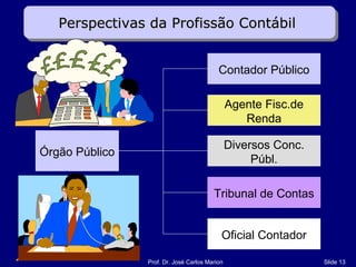 Contador Público Agente Fisc.de Renda Diversos Conc. Públ. Tribunal de Contas Órgão Público Oficial Contador Perspectivas da Profissão Contábil  