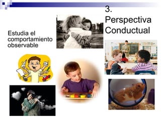 3.
Perspectiva
Estudia el Conductual
comportamiento
observable