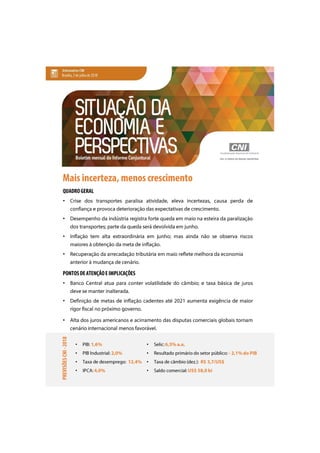 Perspectivas econômicas do Brasil 2018 - CNI