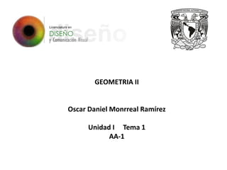 GEOMETRIA II
Oscar Daniel Monrreal Ramírez
Unidad I Tema 1
AA-1
 