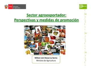 Milton von Hesse La Serna
Ministro de Agricultura
Sector agroexportador:
Perspectivas y medidas de promoción
 