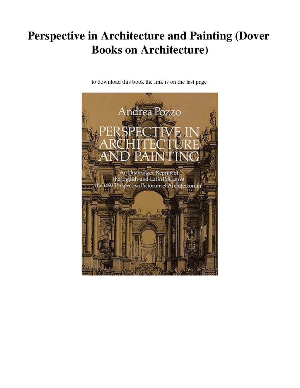 [NEW] PDF Perspective in Architecture and Painting (Dover Books on ...
