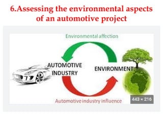 6.Assessing the environmental aspects
of an automotive project
 