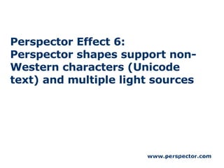 Perspector Effect 6: Perspector shapes support non-Western characters (Unicode text) and multiple light sources