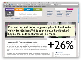 De meerderheid van onze gasten gebruikt handdoeken
vaker dan één keer. Wil je toch nieuwe handdoeken?
Leg ze dan in de badkamer op  de grond.



                              +26%
 