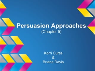 Persuasion Approaches
(Chapter 5)
Korri Curtis
&
Briana Davis
 