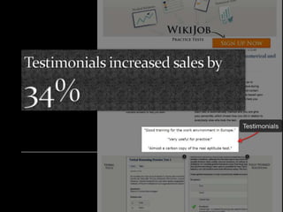 Testimonials increased sales by 34% 