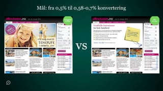 Mål: fra 0,5% til 0,58-0,7% konvertering




                 vs
 