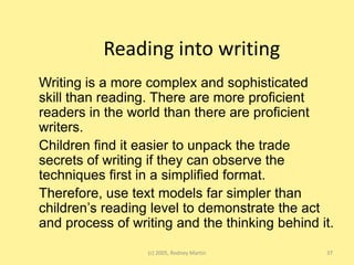At Prep level there is a sequence to encourageProposition followed by elaboration – I like ...because...