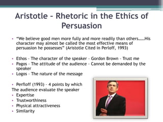 Persuasion“Because both the persuader & persuadee stand to have their needs fulfilled, persuasion is regarded more mutually satisfying than propaganda”Jowett & O’Donnell 1992“A successful intentional effort at influencing another’s mental state through communication in a circumstance in which the persuadee has some measure of freedom”                                   O’Keefe 2002