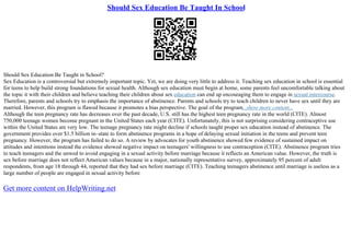 Persuasive Essay About Sex In School | PPT