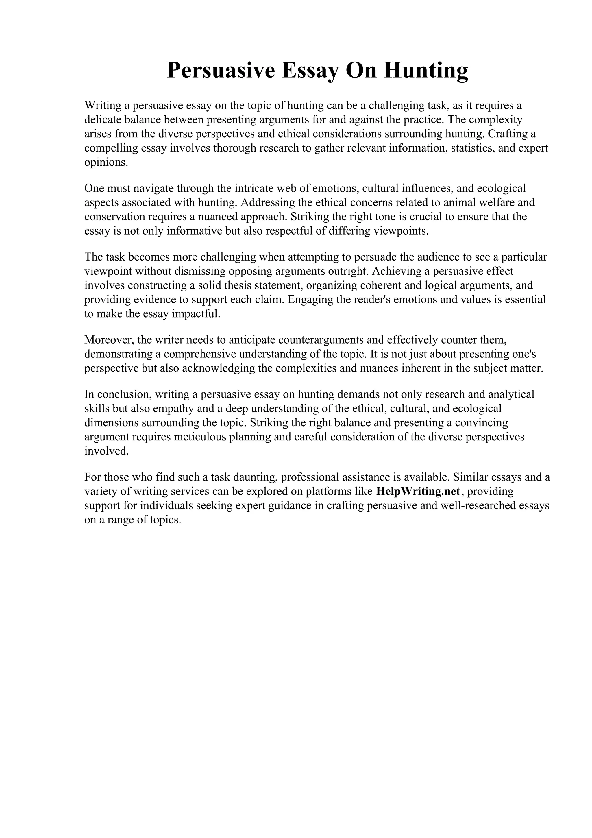 Persuasive Essay On Hunting. Persuasive letter writing fox hunting ...