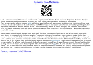 Persuasive Essay On Racism | PDF