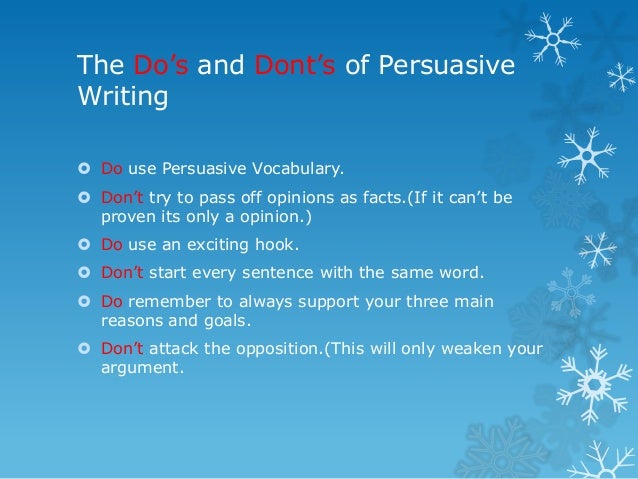 Words to use when writing a persuasive essay