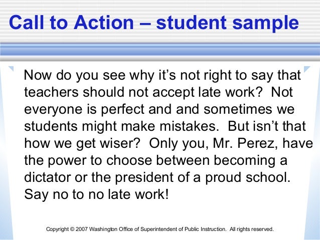 What is a call to action in an essay